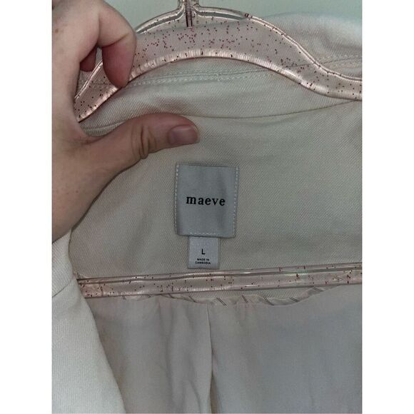 Maeve Anthropologie The Tessie Blazer by Maeve: Linen Edition White L $158 - Picture 3 of 7
